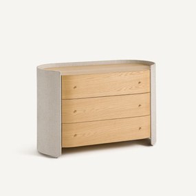 Ladekast met 3 lades, eikenfineer en stof, Firmo