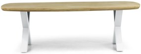 Dining Tuintafel rechthoekig 240 x 100 cm Aluminium/Teak Wit Falcon/Cardiff