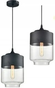 Hangende glazen plafondlamp Zenit C Zwart