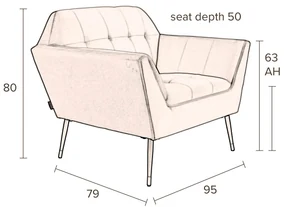 Dutchbone Kate Blauwe Fauteuil Fluweel
