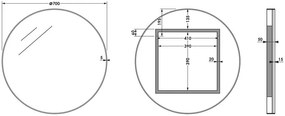 Brauer Onyx ronde spiegel 70cm zwart geborsteld