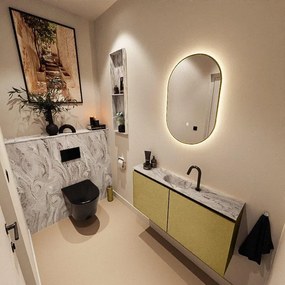 MONDIAZ TURE-DLUX 100cm toiletmeubel Oro. EDEN wastafel Glace positie midden. Met 1 kraangat. TUREDX100OROM1GLA