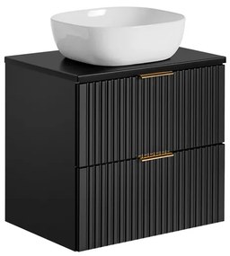 Comad Adele Black badkamermeubel 60cm mat zwart met witte waskom