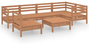vidaXL 7-delige Loungeset massief grenenhout honingbruin