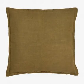 Vierkant Kussen 45x45 Cm Van Katoen Elezar Donkere Mosterd - Sklum