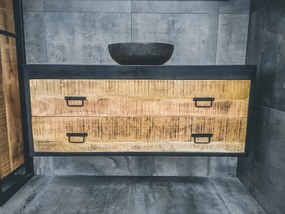 MD Interior Woodz badkamermeubel 120cm geen kraangat met natuurstenen kom