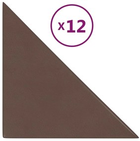 vidaXL Wandpanelen 12 st 1,08 m² 30x30 cm kunstleer bruin
