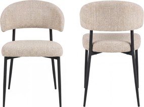 IRIS Beige (stof Juto 4) / zwart onderstel – MODERNE GESTOFFEERDE STOEL VOOR WOONKAMER/EETKAMER BOHO