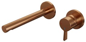Brauer Copper Edition Wastafelmengkraan inbouw - rechte uitloop links - hendel middel dik - model E 1 - PVD - geborsteld koper 5-GK-004-S1-65