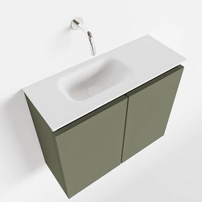 Mondiaz Ture 60cm toiletmeubel army met wastafel talc links geen kraangat
