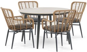 Tuinset Ronde Tuintafel 4 personen 120 cm Aluminium/wicker Taupe  Lifestyle Garden Furniture Toledo/Vienna