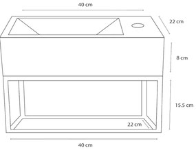 Differnz Force fonteinset beton met frame en gebogen kraan koper