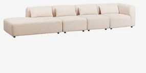 4-delige Modulaire Hoekbank Met Linker Divan Fogler Teddystof Crème Beige - Sklum
