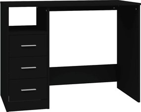 vidaXL Bureau met lades 102x50x76 cm bewerkt hout zwart