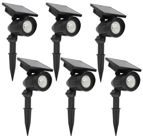 Set 6 stuks LED Solar tuinspot zwart