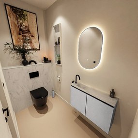 Mondiaz Ture DLux toiletmeubel 80cm plata met wastafel opalo links met kraangat