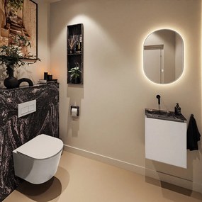 Mondiaz Ture DLux toiletmeubel 40cm linen met wastafel lava links zonder kraangat