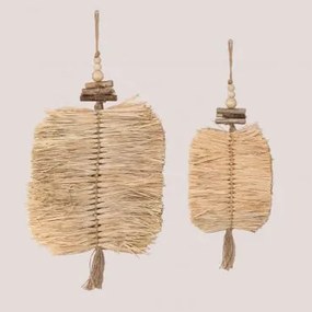 Set Van 2 Wanddecoraties Van Raffia Pravia Natuurlijk - Sklum