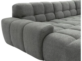Goossens Excellent Bank Kubus - 30 X 30 Cm Stiksel grijs, stof, 1,5-zits, modern design met chaise longue links