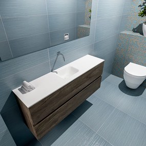 Mondiaz Ada 120cm toiletmeubel dark brown met wastafel talc midden zonder kraangat