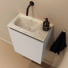 Mondiaz Ture DLux toiletmeubel 40cm linen met wastafel ostra links zonder kraangat