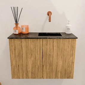 Mondiaz Joya DLux 60cm toiletmeubel oak met wastafel faye rechts zonder kraangat lava