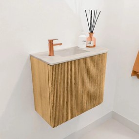 Mondiaz Joya DLux 50cm toiletmeubel ronding rechts oak met wastafel faye links 1 kraangat ostra