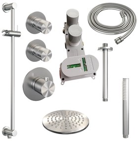 Brauer Brushed Edition complete inbouw regendouche met staafhanddouche, plafondarm, glijstang en hoofddouche 20cm set 17 RVS geborsteld PVD