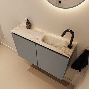 Mondiaz Ture DLux toiletmeubel 80cm smoke met wastafel frappe rechts met kraangat