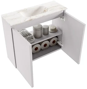 Mondiaz Ture DLux toiletmeubel 60cm cale met wastafel frappe midden zonder kraangat