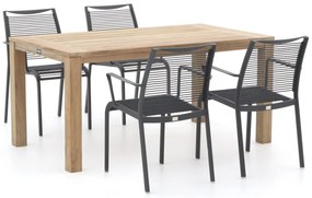 + 15% kassakorting | Diningset Apple Bee | 4 personen teakhout | Tuinset stapelbaar | 5-delig | Kees Smit Tuinmeubelen