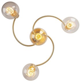 Art Deco plafondlamp messing 4-lichts - Facile