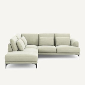 Linkse hoekbank met leuning in stonewashed fluweel Marsile