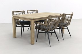 Jasmine Naturel/Rome 4-persoons dining tuinset 170x100 cm. - Grey teak