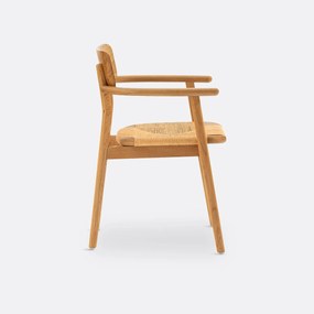Tafelfauteuil in massief eik en vlechtwerk, Pipo