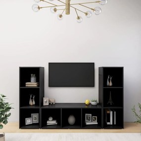 vidaXL Tv-meubelen 3 st 107x35x37 cm spaanplaat zwart
