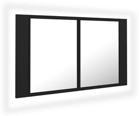vidaXL Badkamerkast met spiegel en LED 80x12x45 cm zwart