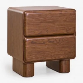 Rectangulaire Nachtkastje Met Twee Lades In Mdf Sheila Marrón Nogal Oscuro & 50 X 40 Cm - Sklum