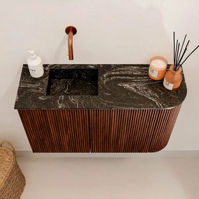 Mondiaz Joya DLux 70cm toiletmeubel ronding rechts ruby met wastafel faye links zonder kraangat lava