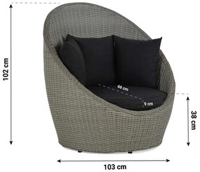 Tuinstoel Wicker Grijs-antraciet Garden Collections Cocoon