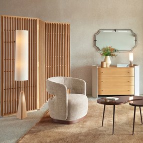 Opengewerkt kamerscherm van massief eikenhout, 3 opvouwbare panelen,BYOBU