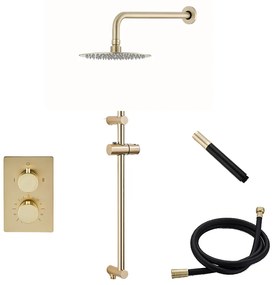 Saniclear Brass Pro inbouw regendouche met 20cm hoofddouche, wandarm en glijstang geborsteld messing