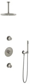 Hotbath Buddy IBS Regendoucheset - 15cm plafondarm - 25cm ronde hoofddouche - staafhanddouche - geborsteld nikkel IBS1GN24
