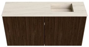 Mondiaz Joya DLux 80cm toiletmeubel walnut met wastafel faye rechts 1 kraangat meli