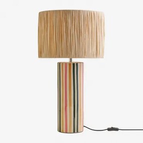 Arendal Tafellamp Van Steengoed En Raffia Natuurlijk - Sklum