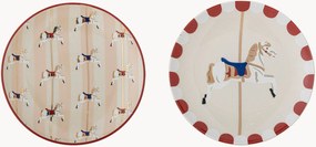 Set van 2 handbeschilderde taartschalen Merry-go-round