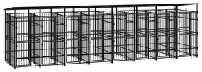 vidaXL Hondenkennel met dak 14,75 m² staal