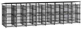 vidaXL Hondenkennel met dak 14,75 m² staal
