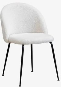 Kana Design Gestoffeerde Eetkamerstoel Van Staal Zwart & Chenille White & Teddystof - Sklum
