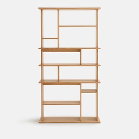 Asymmetrische boekenkast, eikenfineer, 12 nissen, hoogte 180 cm, ABAC